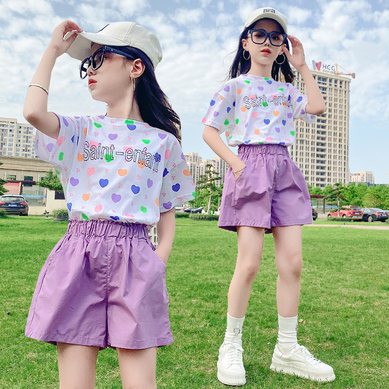 女童夏季短袖套装2024大童夏款洋气儿童装
