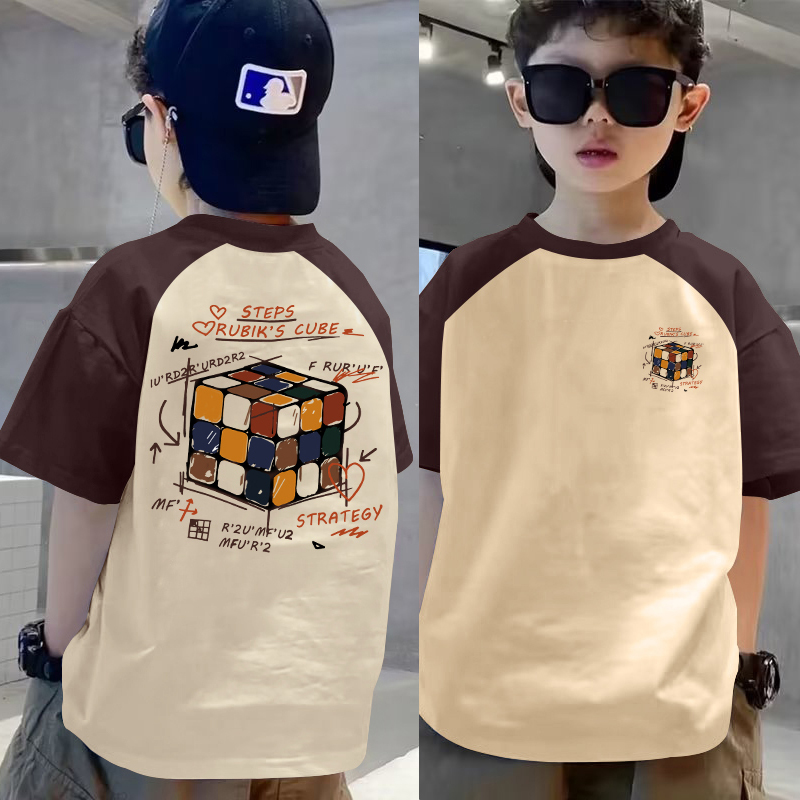 2024夏季男童纯棉撞色短袖