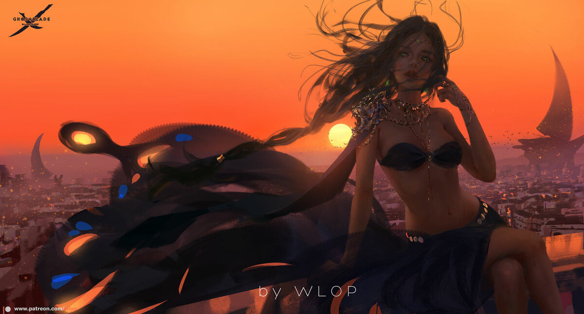 wlop画师水光之城插画